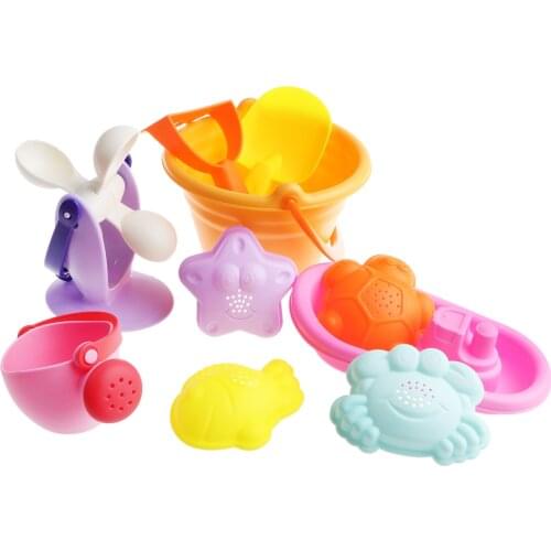 10 Pieces Kids Beach Sand Toy Set Sandbox Castle Molds Childrens Summer Day Gift