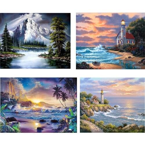 DIY Cross Stitch Landscape Series Set 11CT Ecological Cotton Thread Printing Embroidery Home Decoration Painting Gift 50x40cm