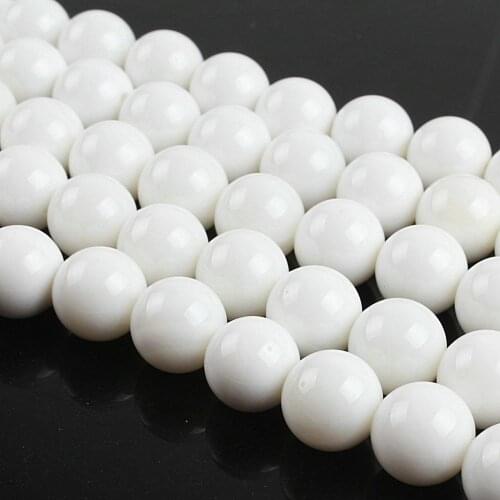 Natural Round White Tridacna Giant Clam Gemstone Loose Beads 4mm 6mm 8mm For Necklace Bracelet DIY Jewelry Making 15inch Strand