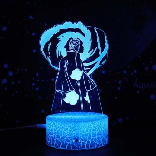 Naruto 3D Night Light Acrylic Colorful Uchiha Itachi 7 Color Touch Night Light Bedroom LED Table Lamp Children Toy Birthday Gift
