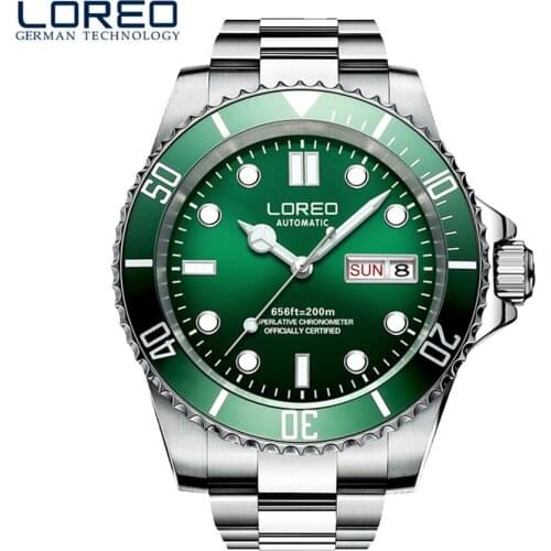 2021 New 40mm Men Luxury Automatic Mechanical Wrist Watch Men Stainless Steel Waterproof Watch Relogio Masculino LOREO 9203