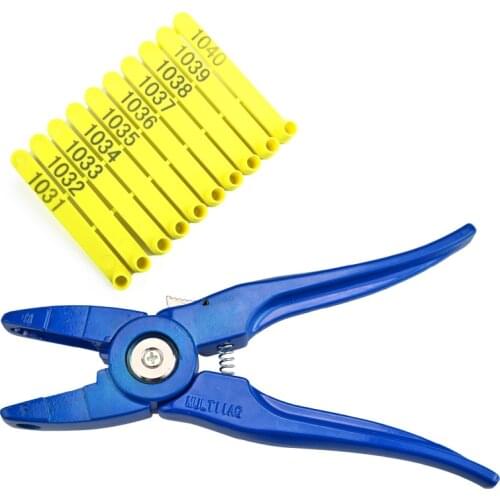 Farm Animal sheep Ear Tag Pliers with Spare Pins,1-100 Number Plastic Livestock Cow Cattle Ear Tag Animal Tag Ear Tag
