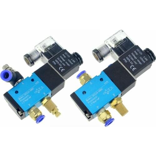 3 Way Port 2 Position 12V 24V 220V Pneumatic Air Solenoid Valve Electric Control Gas Magnetic Valve 10mm 6mm 8mm Hose Connection