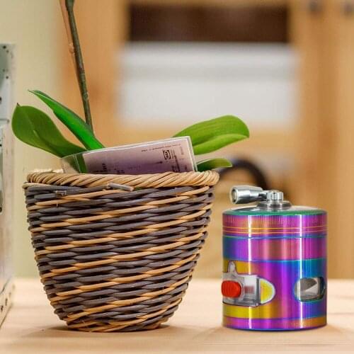 Hand Grinder with Drawer 4 Layers Detachable Zinc Alloy Clear Top Metal Food Processor Mills Zinc Alloy Material 2020