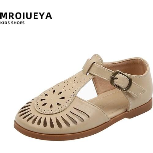 2021 Hot Fashin Cut-outs Girls Sandals Kids Shoes Rubber Soft Anti-Slippery Breathable Flat Summer Teenager Student Simple