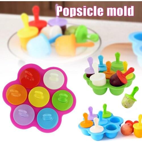 7 Hole Silicone Ice Cream Mold Homemade Diy Color Cake Mold Summer Mold Ice Tray Non-stick Mold B2Cshop