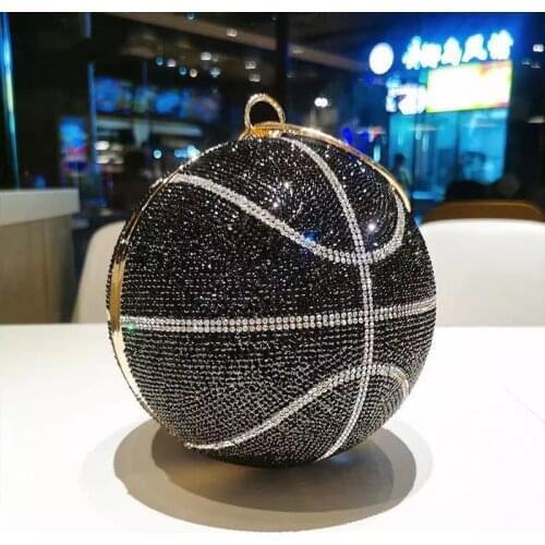 Rhinestone Basketball Football Evening Bag Women New Designer Creative Round Ball Clutch Dinner Purse High Quality Personality