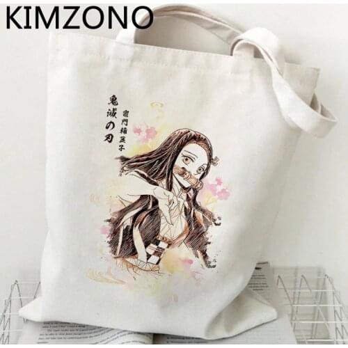 Demon Slayer shopping bag eco shopper grocery canvas reusable bolso bag reciclaje sacola sac toile