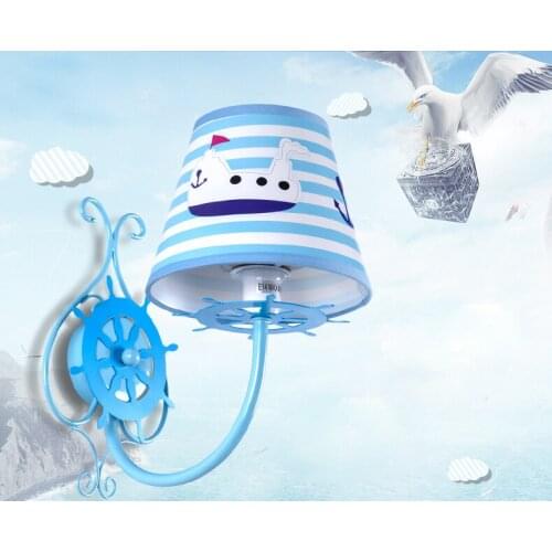 Mediteranean Sea Style Blue Wall Lights for kids room Modern LED Wall cartoon Light Bedroom Wall Lamp AC 110v-240v Wall Sconce