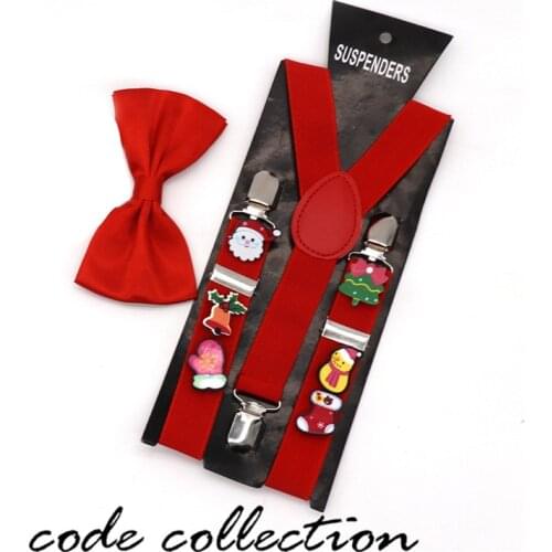 4 Colors Y-shape Kids Suspender Classic 3 Clips Christmas Santa Claus Suspenders Shirt Stay Gift Bow Tie Clothes Accessories
