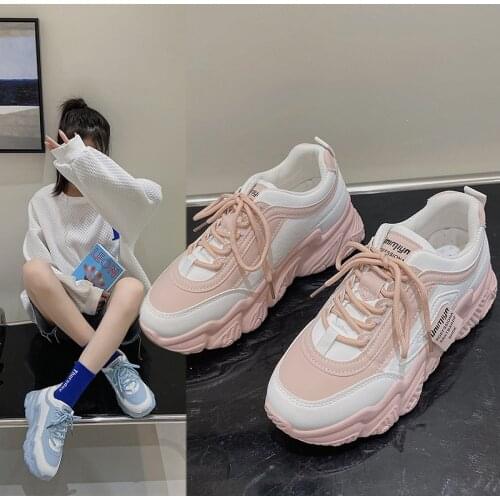 2021 New Spring Women Platform Fashion Sneakers Shoes Women Leather Thick-soled Casual Sports Running Shoes Zapatos De Mujer