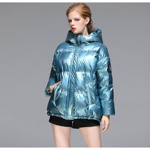 2020 winter fashion han edition bright surface loose thickening 90 white duck down coats women womens wear short coat