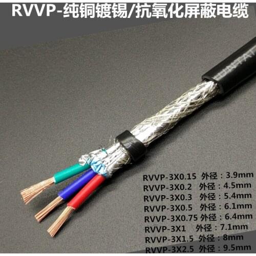 1m High quality 1.5^mm2*3 cores Shielded Cable for spindle,inverter etc,Farrow Cable RVVP Copper Wire Electrical Wires cables