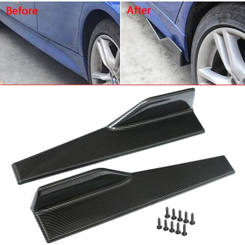 1Pair Universal Fit Carbon Fiber look modified Car Body Side Skirt Rocker Splitters Diffuser Winglet Wings Bumper Car 45cm
