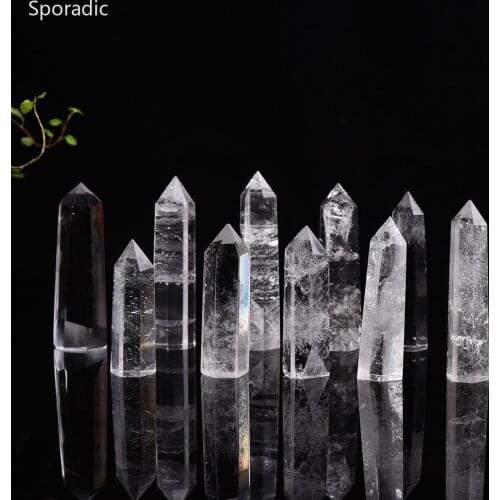 1pc Natural White Crystal Clear Quartz 4-8CM Quartz Crystal Stone Point Healing Hexagonal Wand Treatment Stone Home Decoration