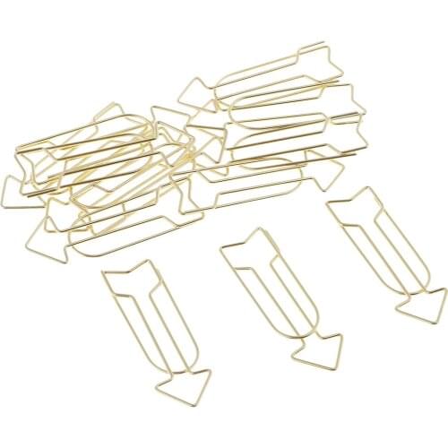 12pcs Golden Plated Metal Wire Arrow Style Bookmarks Office Book File Documents Paper Clips Book Clips