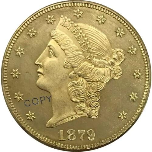 1879 O United States 20 Twenty Dollars Liberty Head Double Eagle with motto Gold coin Brass Collectibles Copy Coin