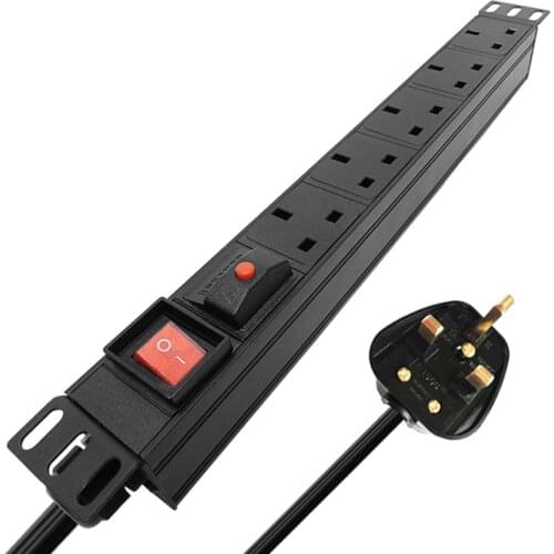 5AC UK SOCKET Aluminum alloy power With overload protection function Double break switch control 2m extension line UK PLUG