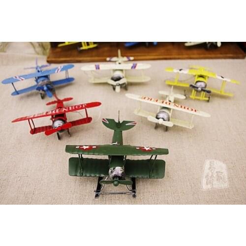 6pc/set Creative Vintage Metal Plane Model Retro Aircraft Glider Biplane Toys Home Decoration kids toys for Christmas Birthday
