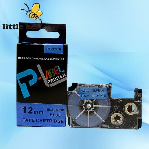 Free shipping for 1Pcs High quality compatible label printer tape 12mm black on blue XR-12BU1 compatible EZ-label printer