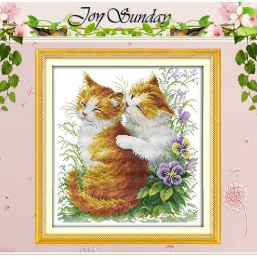 Kissing Cats (2) Patterns Counted Cross Stitch 11 14CT Cross Stitch Set Wholesale Cartoon Cross-stitch Kit Embroidery Needlework