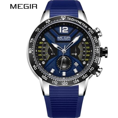 Relogio Masculino MEGIR Mens Watches Silicone Sports Chronograph Quartz Watch Luxury Brand Casual Zegarek Meski Erkek Kol Saati