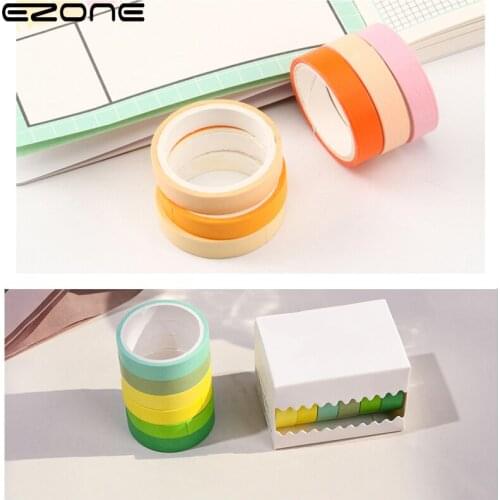 EZONE 6pcs/box Simple Creative Solid Color Paper Hand Account Adhesive Tape DIY Album diary Decorative Stickers Tear and Write