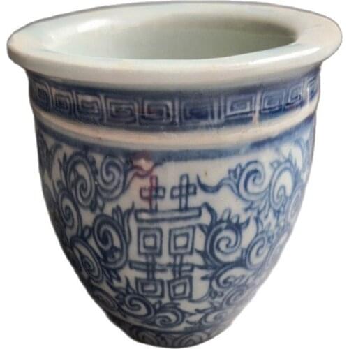 Chinese Old Porcelain Blue And White Porcelain VAT Jars Small Plant Flowerpot