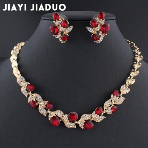 Jiayijiaduo Wedding Dress Jewelry Sets for Charm of Women Red Black Necklace Earrings Sets of Chain Party Gift Drop Shipping