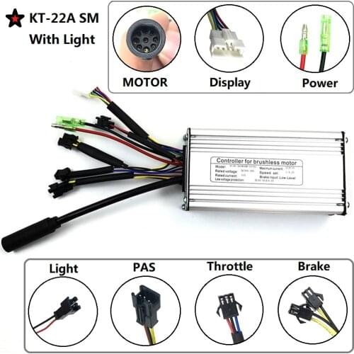 Electric Bike Controller 24/36/48V Ebike Sensorless Controller 250W 350W 500W 750W 1000W 1500W KT Controller Sinewave