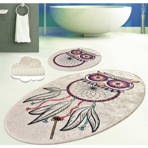 Bath Mat Digital Print 2pcs Dream Owl Design Anti-slip Home Floor Decoration Bedroom Entrance Doormat Bathroom Carpet Non Slip