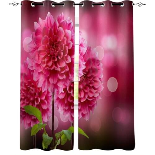 Flowers Red Beautiful Dreamy Curtains for Living Room Bedroom Kitchen Home Supplies Ready-made Window Curtains