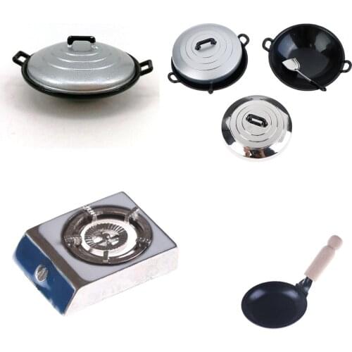 DIY Dollhouse Cooking Pan Pot For 1/12 Dollhouse Miniature Simulation Kitchen Cookware Accessories Kids Toys