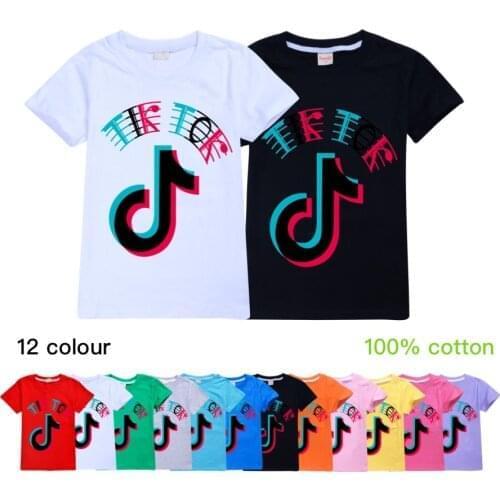 TIK TOK Summer childrens casual shirt T-shirt 100% cotton boys and girls short sleeves
