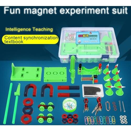 DIY Magnet Bar Ring Horseshoe Car Compass Kids Science Experiment Tool with Box