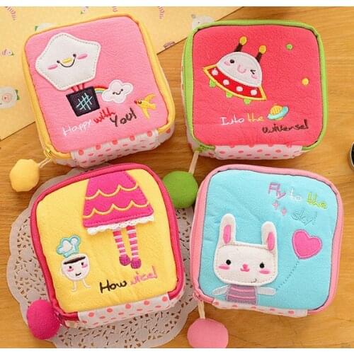 Girls Cute Cartoon Sanitary Napkin Towel Pads Small Bag