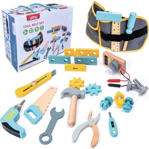 Montessori Wooden Repairman Game Tools Boy Toy Simulation Chainsaw Wrench Repair Kits Role Play Educational Toys For Children