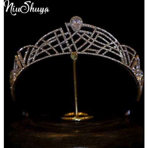 NiuShuya Stunning Crystal Bridal Crowns Tiara Bride Headband Wedding Diadem Queen Headpiece Wedding Hair Accessories