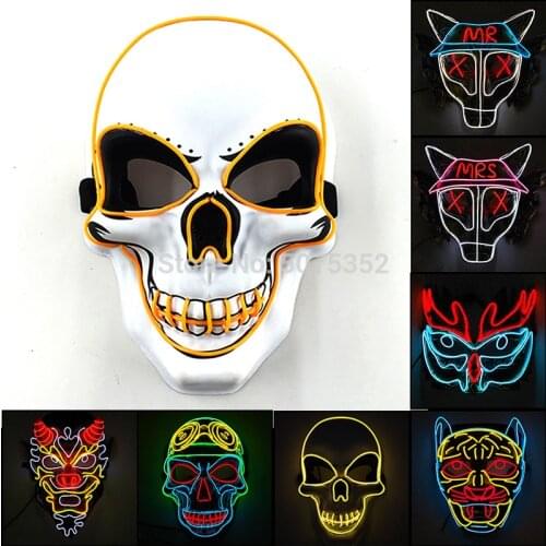 New LED Mask Carnival DJ Party Costume Masks Glowing Decorative Props Animal Cosplay Luminous Mask Glow in dark