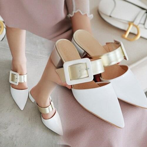 Summer girl new wild pointed toe head thick heel sexy heels slippers half slippers wear fashion casual sandals