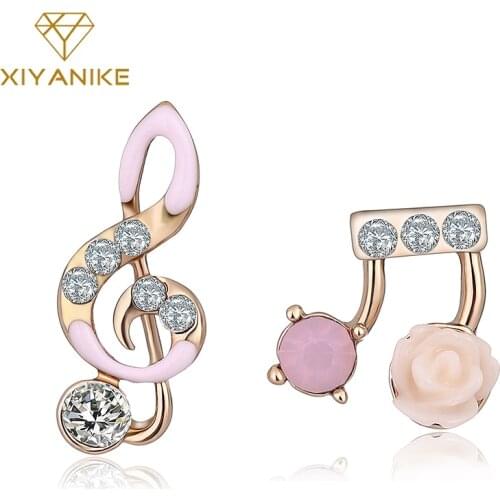 New Music Note Stud Earrings Fashion Accessories Crystal Rhinestone Earrings Jewelry Women Gift Free Shipping Brincos XYE520
