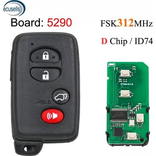 Board 5290 Smart Remote Key 3+1 Button FSK312MHz ID74 WD03 WD04 for Lexus for Toyota Crown 2010 2011 2012 2013 TOY48