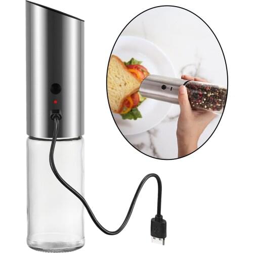Premium Electric Salt Pepper Grinder Pepper Mill Rechargeable Refillable Glass Automatic Spice Milling Kitchen Tool