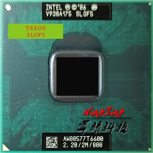 Intel Core 2 Duo Mobile T6600 SLGF5 2.2 GHz Dual-Core Dual-Thread CPU Processor 2M 35W Socket P