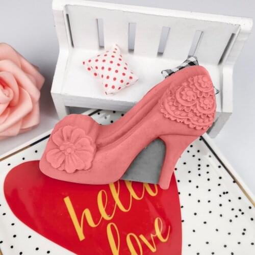 PRZY Womens shoes Mold Soap Molds Mould Silicone Ladies flower high heels Molds Handmade Fondant Soap Clay Resin Candle Mould