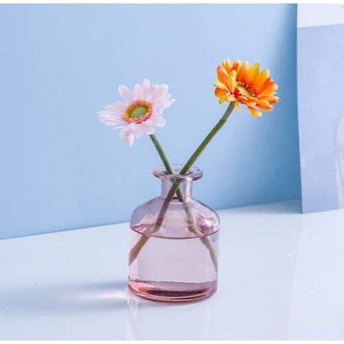 Multicolor Glass Vase Living Room Flower Vase Home Decor Tabletop Vase Transparent Desktop Decoration Accessories Home Nordic