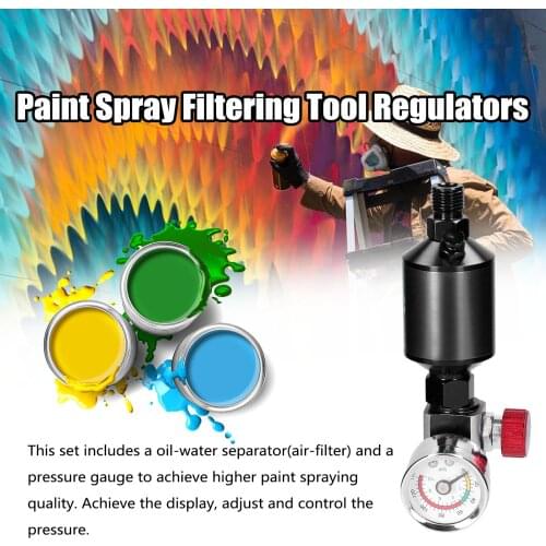 Sprayer Regulator Gauge with Air-Filter Set Paint-Spray Filtering Tool Regulators In-Line Water Trap Oil-water Separator