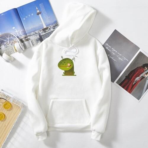 Creative Green Frog Print Cartoon Graphics Harajuku Hoodies Winter Alternative Kawaii Streetwear Punk Sweatshirt Womens Jacket