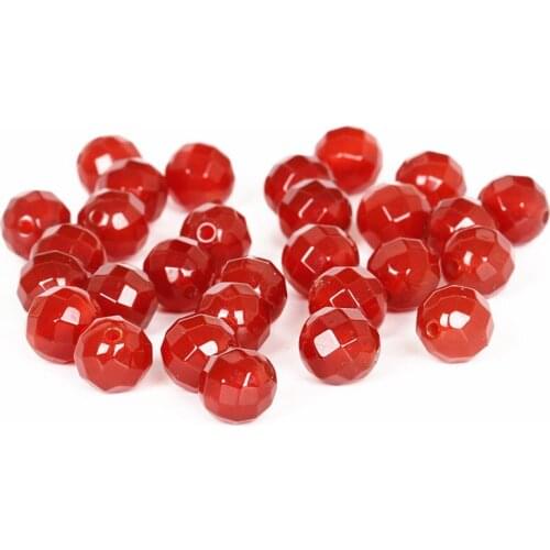 TSB0385 Natural Red Carnelian Round Beads 64 Faced Loose Bead 10beads lot