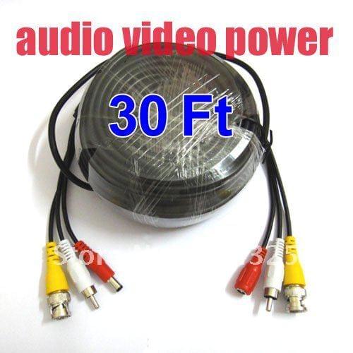 30 Feet Video Audio Power Extension CCTV Cable For Security Camera a82